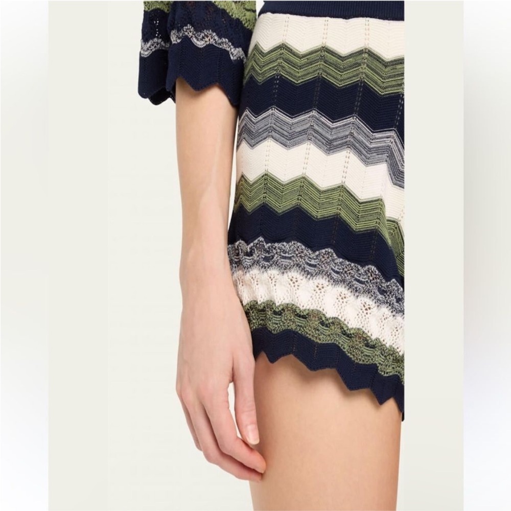 Ramy Brook High Waist Chevron Shorts - Green, Blue, White